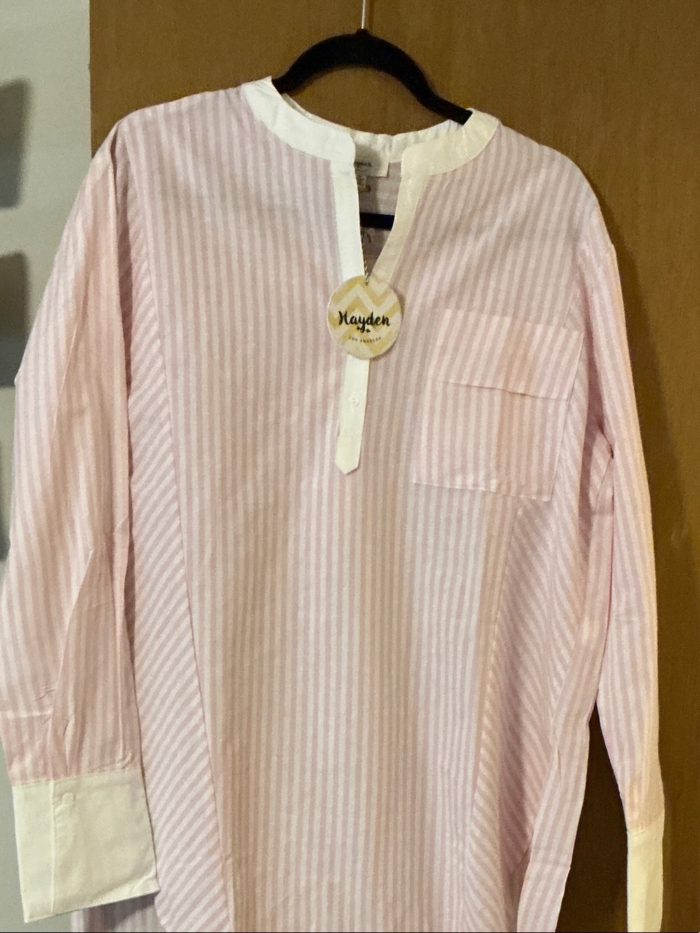 Hayden Pink and White Striped Button Tunic